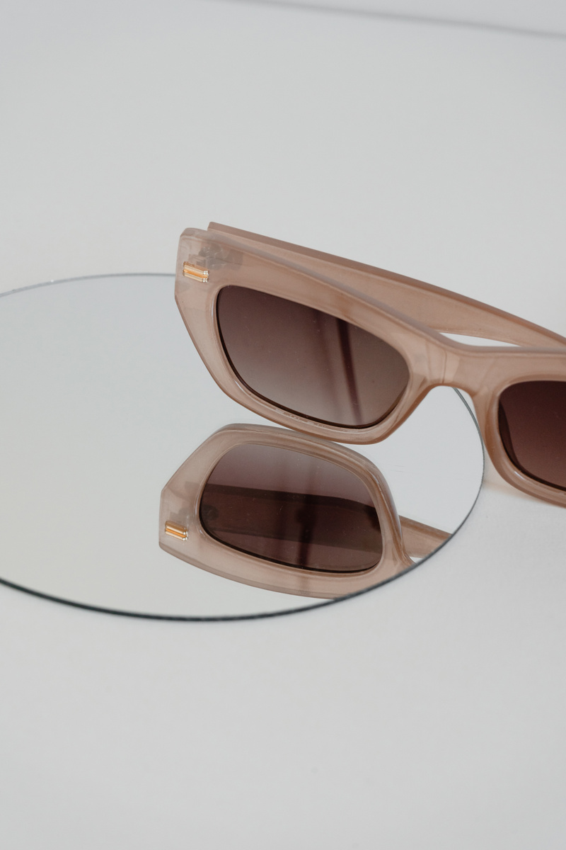 Brown Sunglasses with Mirror on White Background